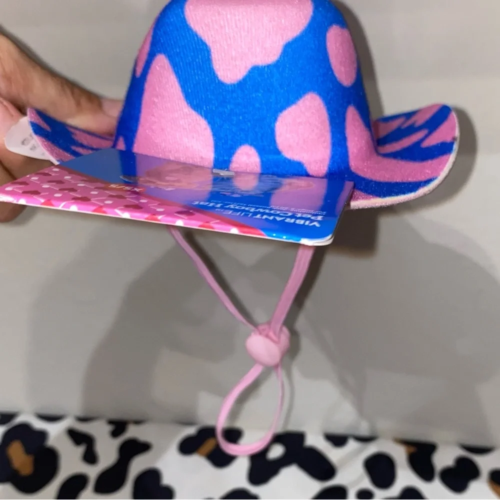 VIBRANT LIFE PINK & BLUE STAR SMALL DOG PET COWBOY HAT
